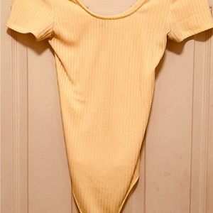YELLOW EXPRESS RIBBED BODYSUIT SZ S